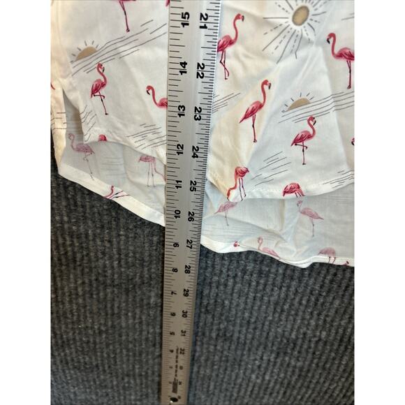 Alex & Jordan Womens Button Up Blouse Size XL Flamingo Sun Novelty Print Rayon - Picture 8 of 8